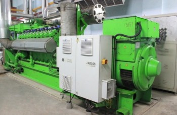 A photo of Kanoida technoplast's gas engine generator powering the factory's trigeneration plant