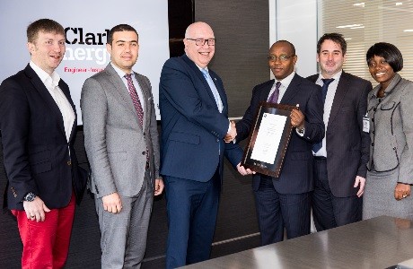 GE presents Clarke Energy with Cameroon Distributor Certificate in Knowsley, nr Liverpool