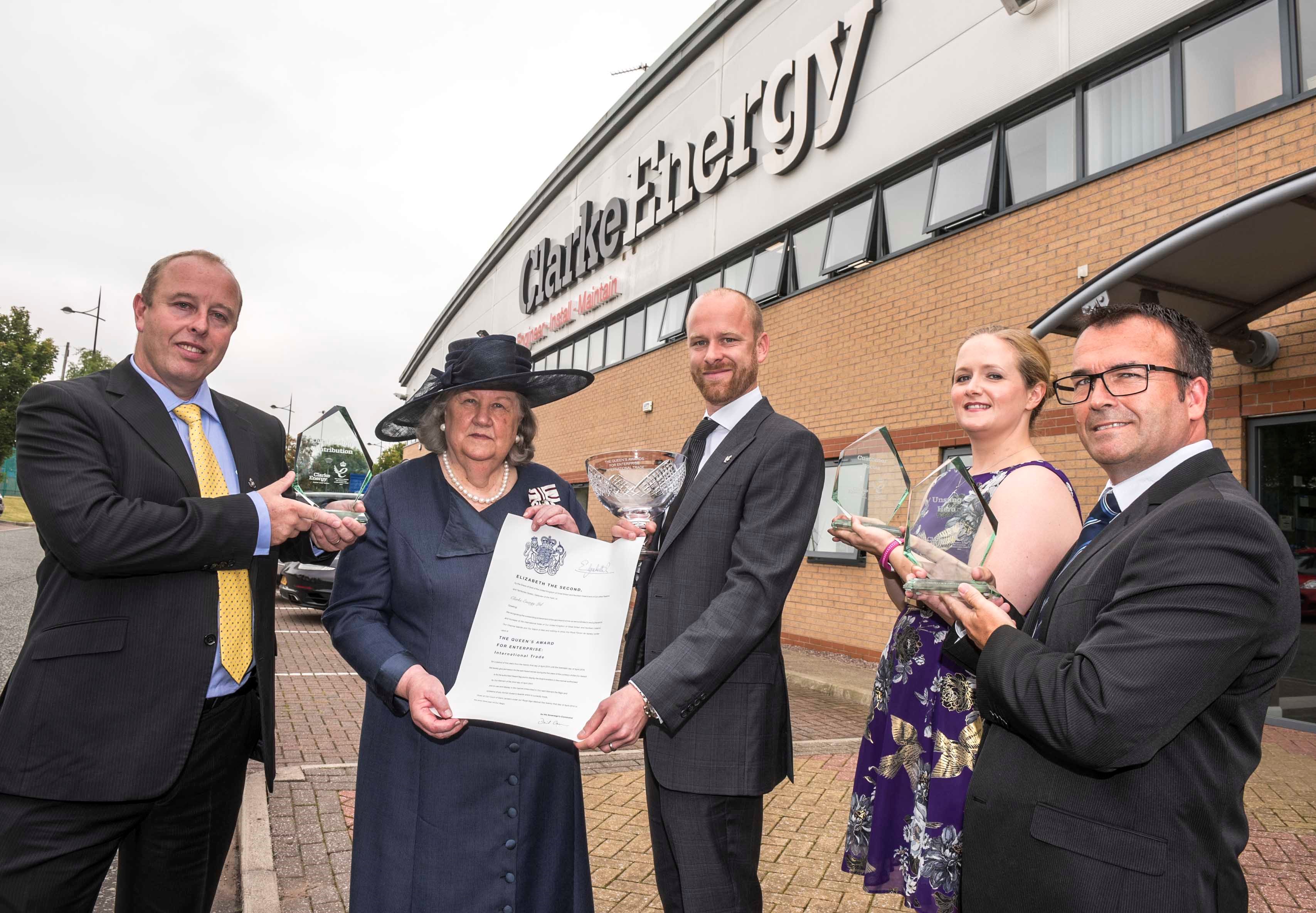 Clarke Energy Kirkby receive the Queens Award for Enterprise International Trade.