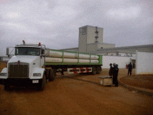 A truck with cylinders of CNG arriving at Nestle Flowergate